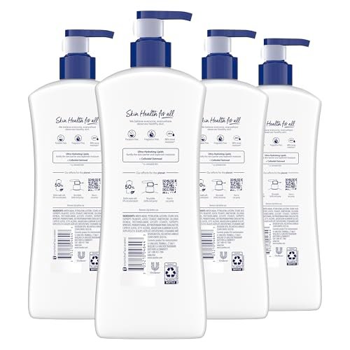 Vaseline Intensive Care Body Lotion 4 Pack Sensitive Skin Relief for Dry Skin with Colloidal Oatmeal and Ultra-Hydrating Lipids, 20.3 oz Each Avelisse