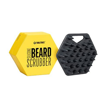 TOOLETRIES Beard Scrubber - Silicone Beard Brush & Exfoliator for Men, Deep Cleans & Unclogs Pores, Ergonomic Handle Design, Removes Beardruff - Charcoal Avelisse