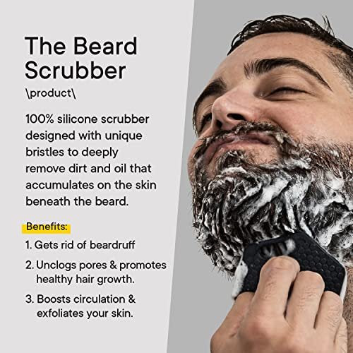 TOOLETRIES Beard Scrubber - Silicone Beard Brush & Exfoliator for Men, Deep Cleans & Unclogs Pores, Ergonomic Handle Design, Removes Beardruff - Charcoal Avelisse