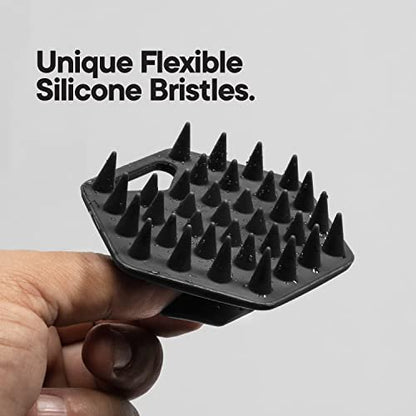 TOOLETRIES Beard Scrubber - Silicone Beard Brush & Exfoliator for Men, Deep Cleans & Unclogs Pores, Ergonomic Handle Design, Removes Beardruff - Charcoal Avelisse