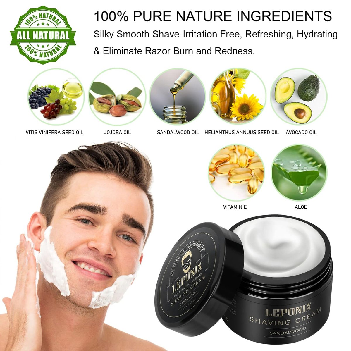 LEPONIX Men's Shaving Kit - Ultimate Secret Santa Gift Set with Shaving Soap, Brush, Cream & Bowl - Premium Aftershave Christmas Gift for Him, Husband, Boyfriend - Grooming Essentials (Black) Avelisse