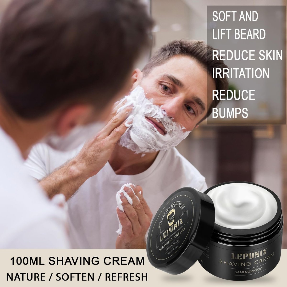 LEPONIX Men's Shaving Kit - Ultimate Secret Santa Gift Set with Shaving Soap, Brush, Cream & Bowl - Premium Aftershave Christmas Gift for Him, Husband, Boyfriend - Grooming Essentials (Black) Avelisse