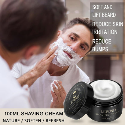 LEPONIX Men's Shaving Kit - Ultimate Secret Santa Gift Set with Shaving Soap, Brush, Cream & Bowl - Premium Aftershave Christmas Gift for Him, Husband, Boyfriend - Grooming Essentials (Black) Avelisse