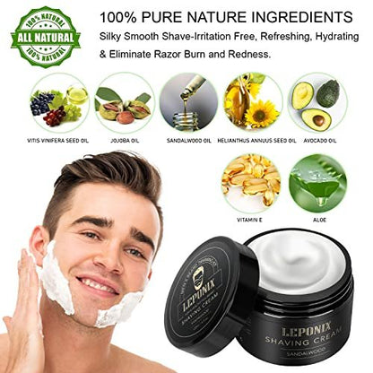 LEPONIX Men's Shaving Kit - Ultimate Secret Santa Gift Set with Shaving Soap, Brush, Cream & Bowl - Premium Aftershave Christmas Gift for Him, Husband, Boyfriend - Grooming Essentials (Black) Avelisse