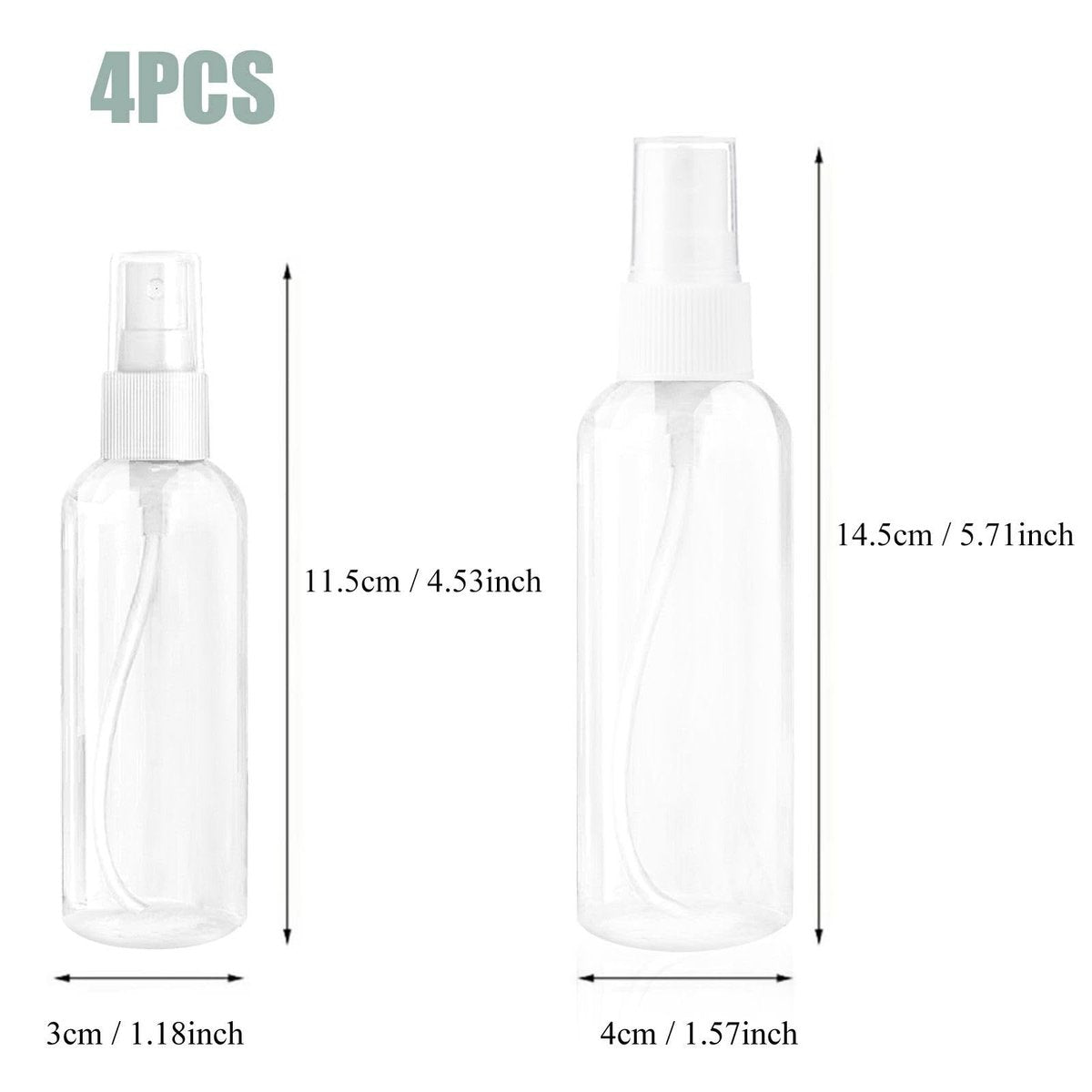 HAALII Small Spray Bottle Set - 2x50ml & 2x100ml Clear Empty Fine Mist Plastic Mini Travel Bottles, Refillable Containers - görsel 11