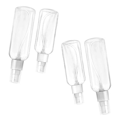 HAALII Small Spray Bottle Set - 2x50ml & 2x100ml Clear Empty Fine Mist Plastic Mini Travel Bottles, Refillable Containers