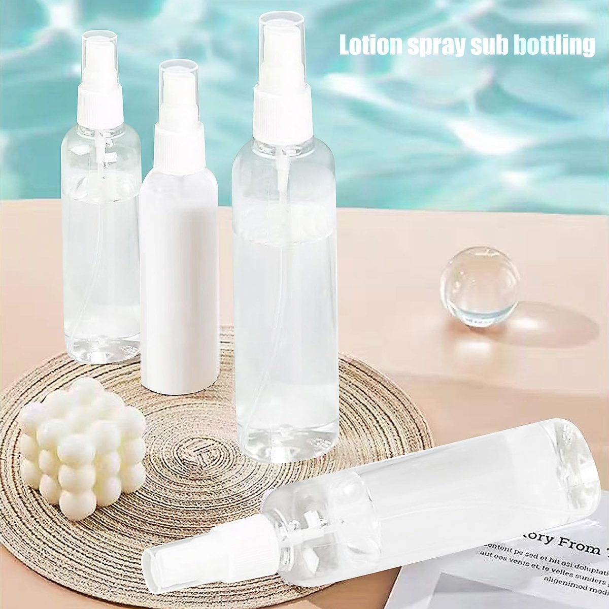 HAALII Small Spray Bottle Set - 2x50ml & 2x100ml Clear Empty Fine Mist Plastic Mini Travel Bottles, Refillable Containers - görsel 5
