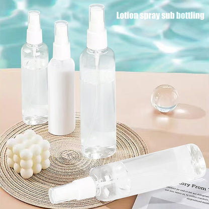 HAALII Small Spray Bottle Set - 2x50ml & 2x100ml Clear Empty Fine Mist Plastic Mini Travel Bottles, Refillable Containers