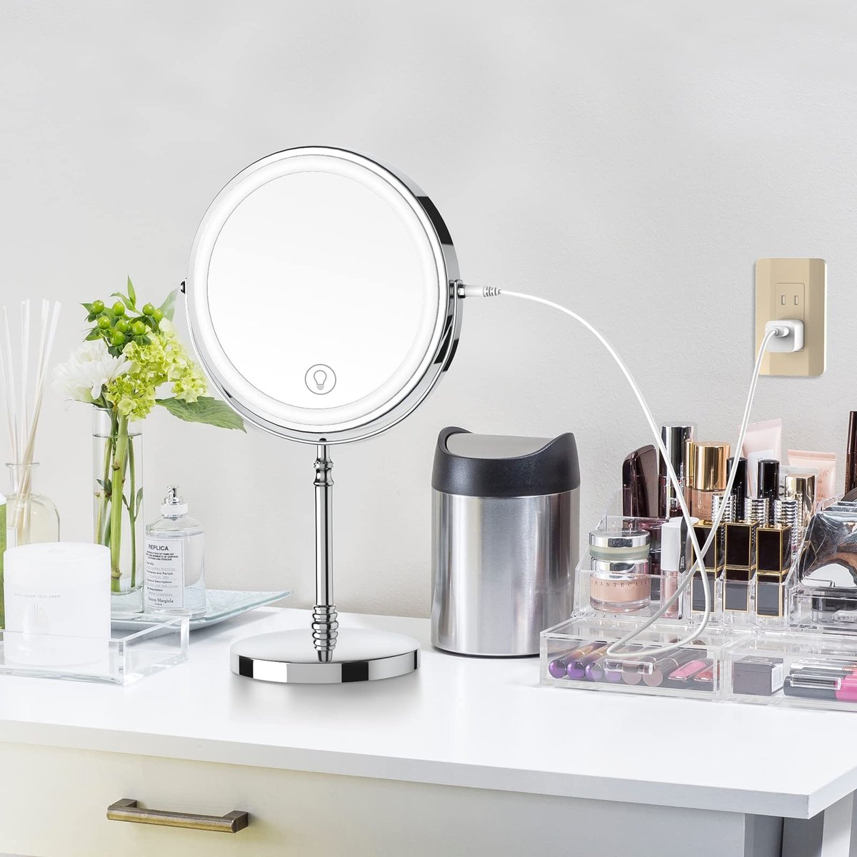 DEIOVWXS Lighted Makeup Mirror Replacement Charging Cable – DC 5.5*2.1mm Switching Connector, 1A, 3.2ft (Compatible with Model MM-M Mirror) - görsel 5