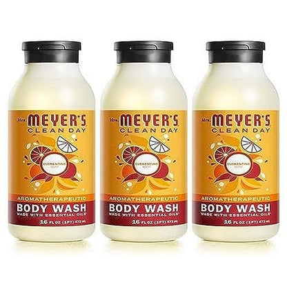 Mrs. Meyer's Clean Day Moisturizing Body Wash, Clementine, 16 oz (Pack of 3) - Gentle Shower Gel with Essential Oils for Women and Men Avelisse