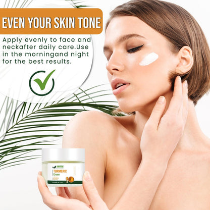 AMVital Turmeric Cream - Natural Face Moisturizer with Turmeric & Plant-Based Ingredients for All Skin Types, Lightweight & Smooth