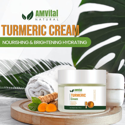 AMVital Turmeric Cream - Natural Face Moisturizer with Turmeric & Plant-Based Ingredients for All Skin Types, Lightweight & Smooth
