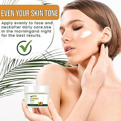 AMVital Turmeric Cream - Natural Face Moisturizer with Turmeric & Plant-Based Ingredients for All Skin Types, Lightweight & Smooth