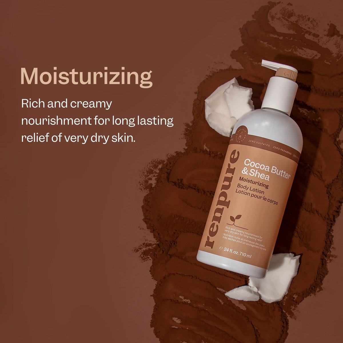 Renpure Cocoa Butter & Shea Butter Ultra-Hydrating Body Lotion – Rich & Creamy Formula for Long Lasting Hydration – For Dry to Very Dry Skin – 24 Fl Oz - görsel 3