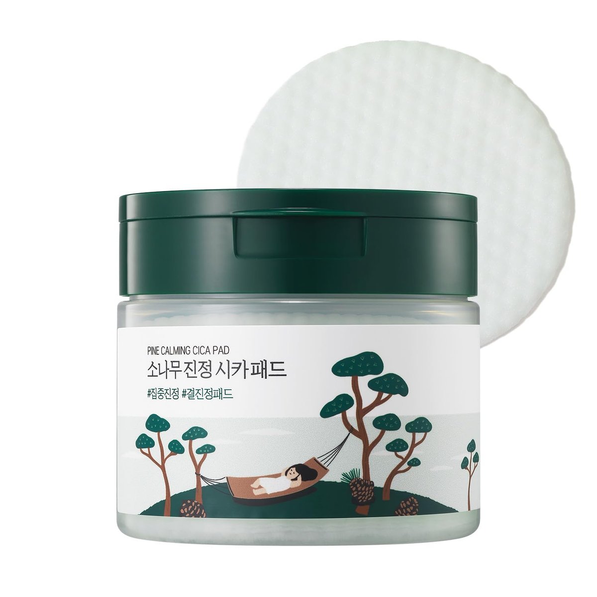 ROUND LAB Pine Calming Cica Pad - 50 Cooling Toner Pads with Pine Cica, BHA+LHA & Hyaluronic Acid for Acne-Prone Skin, Korean Skincare Avelisse