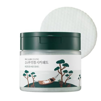 ROUND LAB Pine Calming Cica Pad - 50 Cooling Toner Pads with Pine Cica, BHA+LHA & Hyaluronic Acid for Acne-Prone Skin, Korean Skincare Avelisse