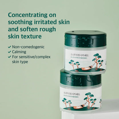 ROUND LAB Pine Calming Cica Pad - 50 Cooling Toner Pads with Pine Cica, BHA+LHA & Hyaluronic Acid for Acne-Prone Skin, Korean Skincare Avelisse