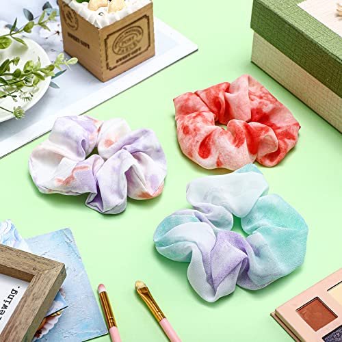 65 Pcs White Cotton Scrunchies Hair Ties Accessories for Tie Dye Party Supplies - Includes 30 Scrunchies, 15 Bow Hair Ties, 20 Headbands - Non-Slip Stretchy Elastic Head Wrap Holder for Women DIY Tie Dye Avelisse