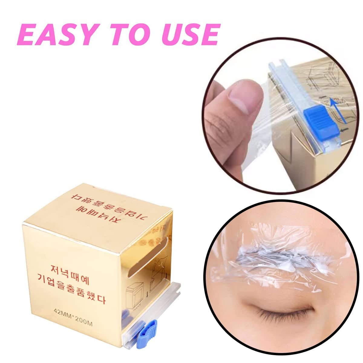 AIYUENCICI Disposable Eyebrow Tattoo Plastic Wrap Preservative Film with Microblading Kit for Lip Blush, Eyebrow Lamination Lash Lift Permanent Make Up Cling Cover Tape Roll Transparent 2 Pack - görsel 3