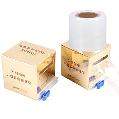AIYUENCICI Disposable Eyebrow Tattoo Plastic Wrap Preservative Film with Microblading Kit for Lip Blush, Eyebrow Lamination Lash Lift Permanent Make Up Cling Cover Tape Roll Transparent 2 Pack