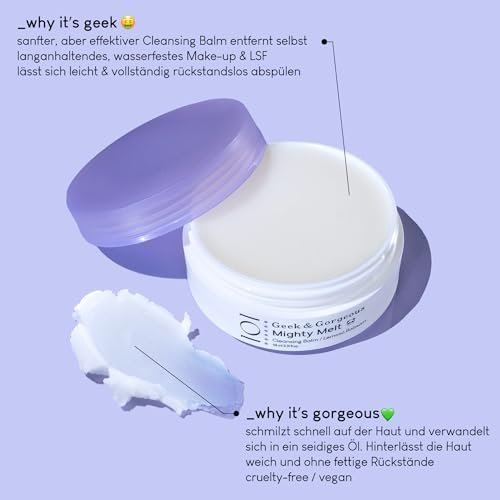Geek & Gorgeous Mighty Melt Cleansing Balm – Gentle Makeup Remover for All Skin Types, 3.31 oz Avelisse