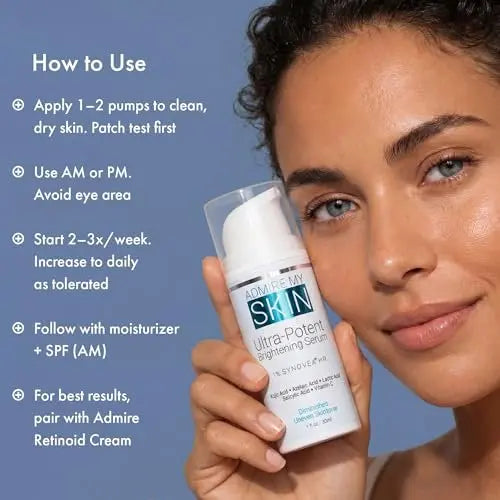 Admire My Skin Dark Spot Corrector Remover for Face - Brightening Discoloration Correcting Serum with Kojic Acid and Azelaic Acid for Melasma and Sun Spots 1oz Avelisse