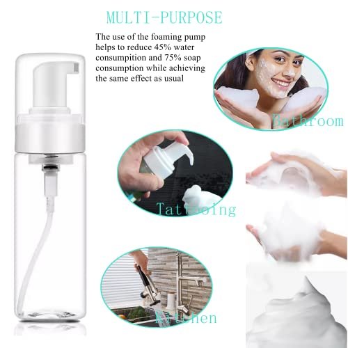 2-Pack 200ml/7oz Foaming Pump Bottle Dispenser - Transparent Empty Spray Bottles for Hand Soap, Dish Soap & More - Ombre Plastic - görsel 6