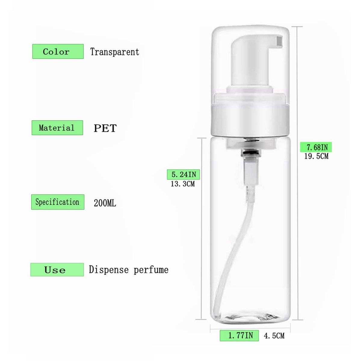 2-Pack 200ml/7oz Foaming Pump Bottle Dispenser - Transparent Empty Spray Bottles for Hand Soap, Dish Soap & More - Ombre Plastic - görsel 3