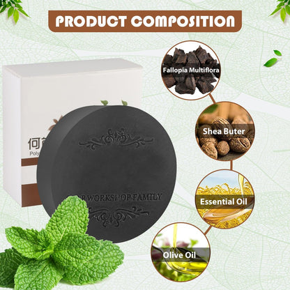 Fallopia Multiflora Shampoo Bar 3-Pack for Black & Thick Hair - He Shou Wu Shampoo Soap, Deeply Cleanses Scalp & Hair, Promotes Growth, Prevents Hair Loss