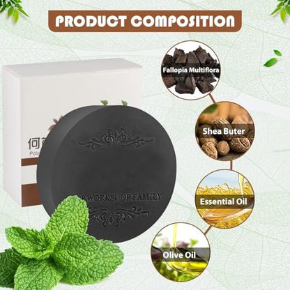Fallopia Multiflora Shampoo Bar 3-Pack for Black & Thick Hair - He Shou Wu Shampoo Soap, Deeply Cleanses Scalp & Hair, Promotes Growth, Prevents Hair Loss