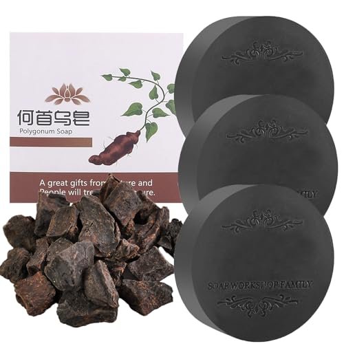 Fallopia Multiflora Shampoo Bar 3-Pack for Black & Thick Hair - He Shou Wu Shampoo Soap, Deeply Cleanses Scalp & Hair, Promotes Growth, Prevents Hair Loss - görsel 2