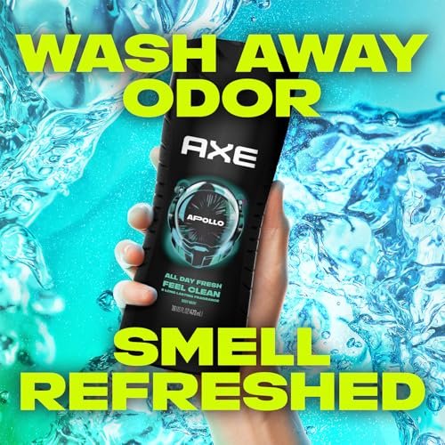 AXE Men's 3-in-1 Face, Body Wash & Shampoo Variety 5-Pack (Apollo, Dark Temptation, Black, Excite, Phoenix) 12 Hour Invigorating Scents, 16 Fl Oz Each Avelisse