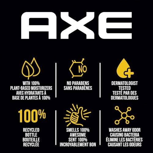AXE Men's 3-in-1 Face, Body Wash & Shampoo Variety 5-Pack (Apollo, Dark Temptation, Black, Excite, Phoenix) 12 Hour Invigorating Scents, 16 Fl Oz Each Avelisse