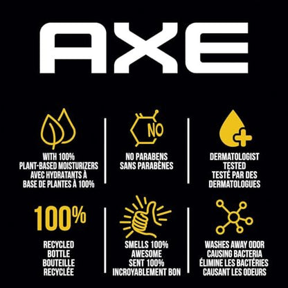 AXE Men's 3-in-1 Face, Body Wash & Shampoo Variety 5-Pack (Apollo, Dark Temptation, Black, Excite, Phoenix) 12 Hour Invigorating Scents, 16 Fl Oz Each Avelisse