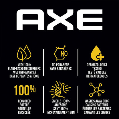 AXE Men's 3-in-1 Face, Body Wash & Shampoo Variety 5-Pack (Apollo, Dark Temptation, Black, Excite, Phoenix) 12 Hour Invigorating Scents, 16 Fl Oz Each Avelisse