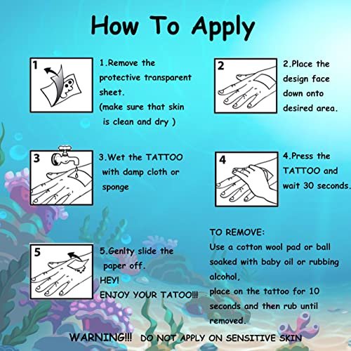 CHARLENT 148 PCS Ocean Animals Temporary Tattoos for Kids - Sea Creature Individual Tattoos for Boys Girls Ocean Birthday Party Favors Goodie Bag Fillers - görsel 14