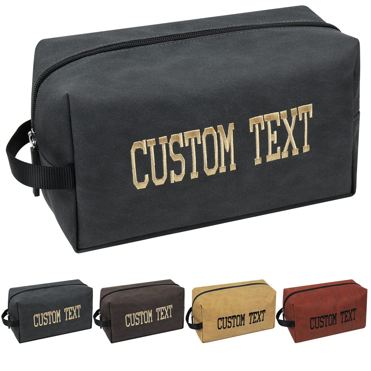 Personalized Toiletry Bag for Men – Custom Text Hanging Dopp Kit, Water Resistant Nylon Travel Shaving Bag - görsel 1