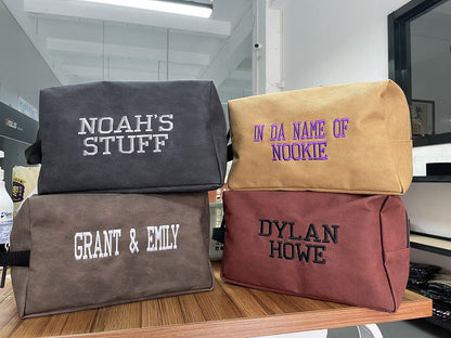 Personalized Toiletry Bag for Men – Custom Text Hanging Dopp Kit, Water Resistant Nylon Travel Shaving Bag