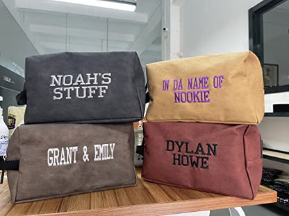 Personalized Toiletry Bag for Men – Custom Text Hanging Dopp Kit, Water Resistant Nylon Travel Shaving Bag