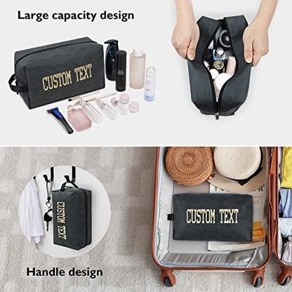 Personalized Toiletry Bag for Men – Custom Text Hanging Dopp Kit, Water Resistant Nylon Travel Shaving Bag