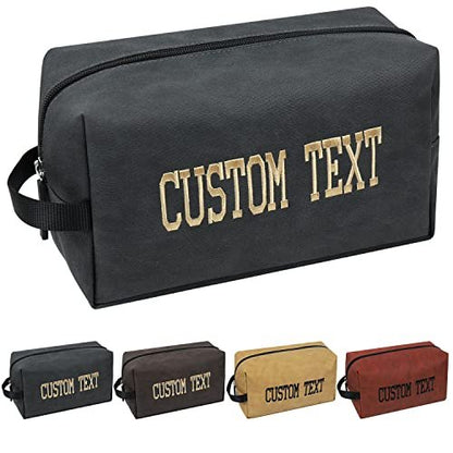 Personalized Toiletry Bag for Men – Custom Text Hanging Dopp Kit, Water Resistant Nylon Travel Shaving Bag