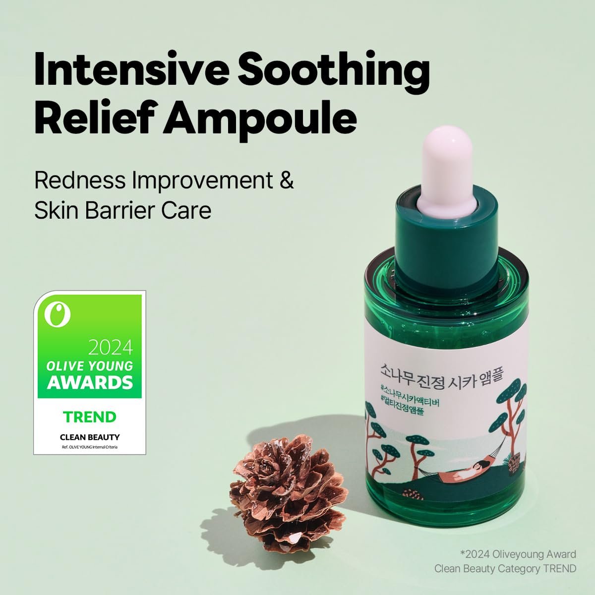 ROUND LAB Pine Calming Cica Ampoule 1.01 Fl Oz – Hydrating & Soothing Serum with Pine Cica and Hyaluronic Acid for Skin Barrier Strengthening, Gentle Exfoliation, Deep Moisture - görsel 3