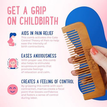 Mama Natural Wooden Labor Comb – Ergonomic Birth & Delivery Support for Contractions & Acupressure Relief