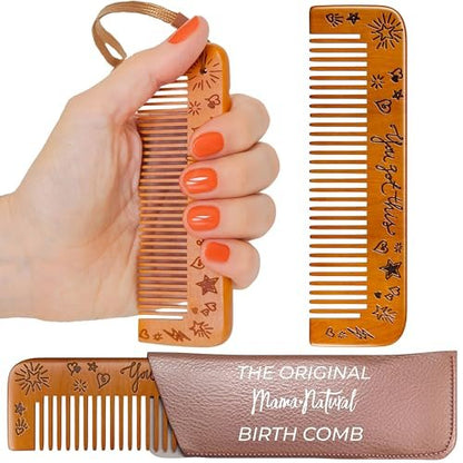 Mama Natural Wooden Labor Comb – Ergonomic Birth & Delivery Support for Contractions & Acupressure Relief
