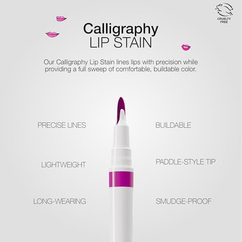 stila Calligraphy Lip Stain - Long-Lasting Tint, Moisturizing, Transfer-Proof, Lightweight, Sheer Buildable Color - Susan - 22 Fl Oz - görsel 6
