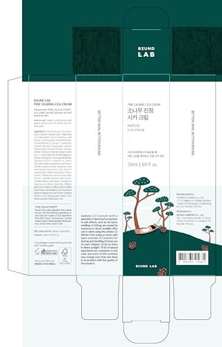 ROUND LAB Pine Calming Cica Cream 1.69 Fl Oz – Low-Acidic Soothing Moisturizer with Pine Cica, BHA + LHA, and Hyaluronic Acid for Skin Barrier Support, Sebum Control, and Hydration