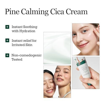 ROUND LAB Pine Calming Cica Cream 1.69 Fl Oz – Low-Acidic Soothing Moisturizer with Pine Cica, BHA + LHA, and Hyaluronic Acid for Skin Barrier Support, Sebum Control, and Hydration