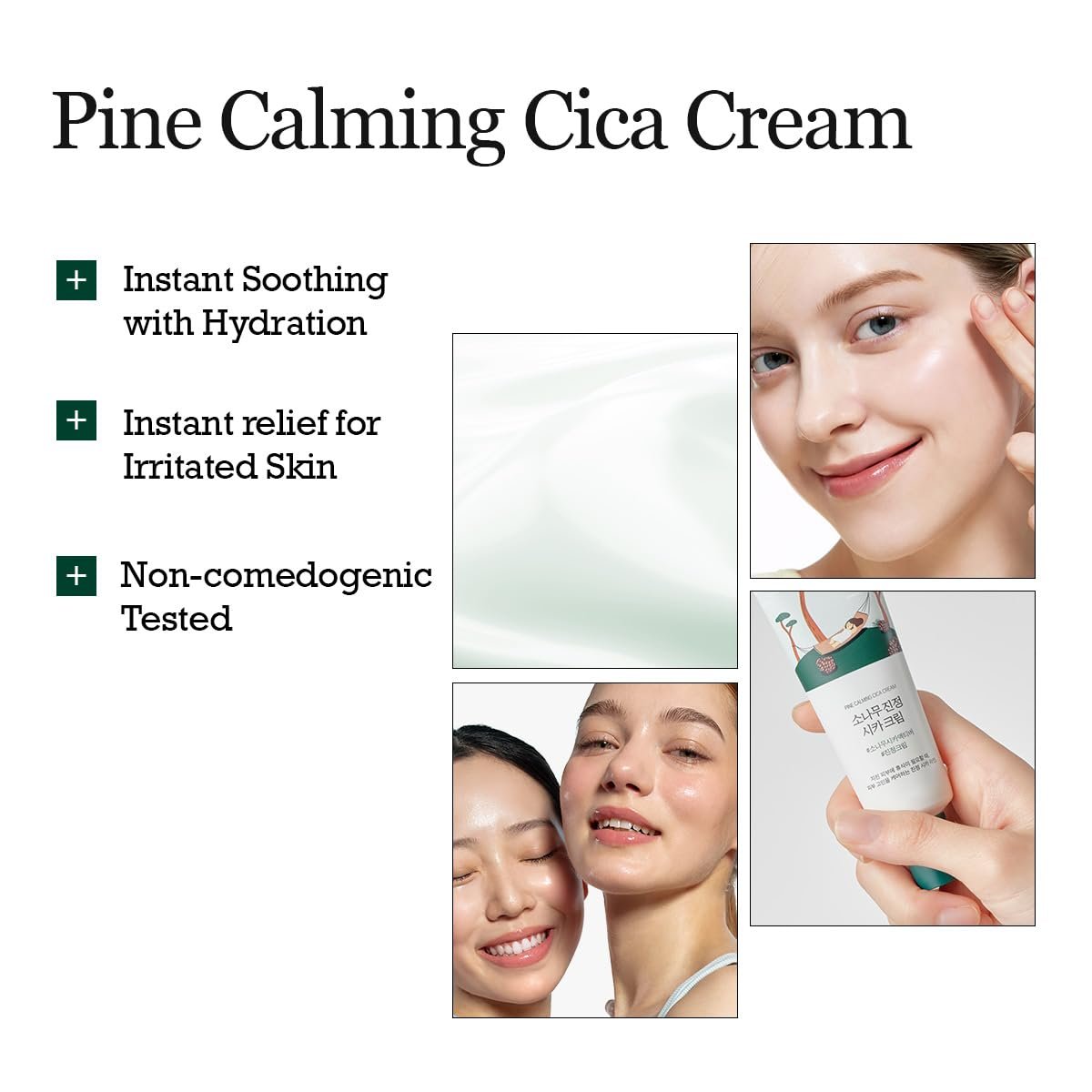 ROUND LAB Pine Calming Cica Cream 1.69 Fl Oz – Low-Acidic Soothing Moisturizer with Pine Cica, BHA + LHA, and Hyaluronic Acid for Skin Barrier Support, Sebum Control, and Hydration - görsel 5