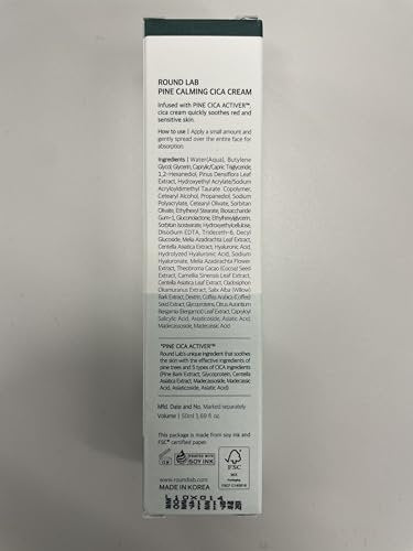 ROUND LAB Pine Calming Cica Cream 1.69 Fl Oz – Low-Acidic Soothing Moisturizer with Pine Cica, BHA + LHA, and Hyaluronic Acid for Skin Barrier Support, Sebum Control, and Hydration - görsel 18