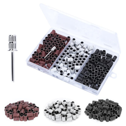 ANBEISTEE 210-Piece Sanding Bands Nail Drill Bits Set - #80 #120 #180 Grits, 3/32" Mandrel, Stainless Steel, for Acrylic Nails, Manicures & Pedicures